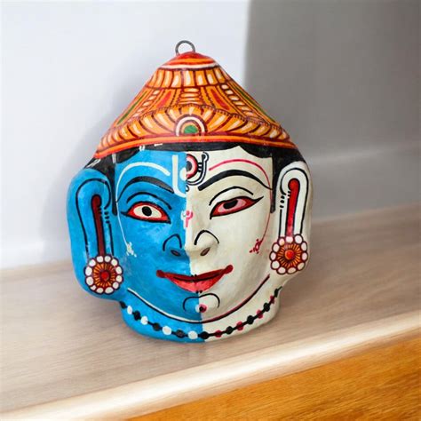 Handmade Papier-mâché Hari Hara Mask Decorative Showpiece – KalaKart