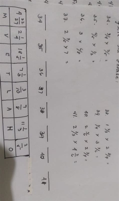 35. 4/5 x 12FRACTION PO TO36. 3 x 6/837. 2 3/5 x 738. 1 2/3 x 2 8/939 ...