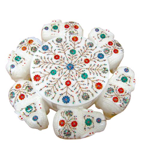 Marble Round Elephant Box Size 12 Inch