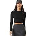 Aahwan Black Solid Full Sleeve Slim Fit Crop Top For Women's & Girls ...