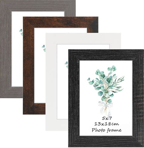 Amazon.com - QUTREY 5x7 Picture Frame Set of 4, Multi Color Rustic 5 x ...