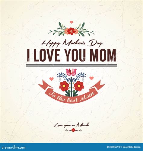Vintage Happy Mothers Day Card Stock Vector - Illustration of ...