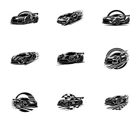 Vector silhouette sport car logo set collection race car symbol logo ...