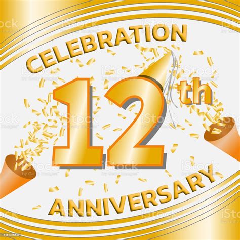 Celebration Anniversary 12 Year With Golden Confetti Stock Illustration ...