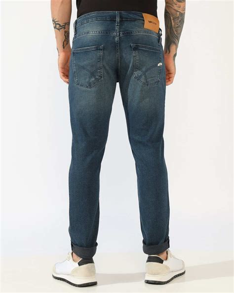Mid-Rise Tapered Fit Heavy Wash Denim