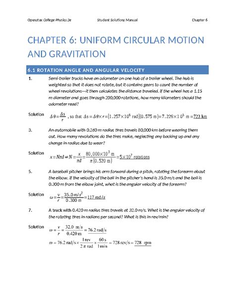 College Physics 2e-SSM-Ch06 - CHAPTER 6: UNIFORM CIRCULAR MOTION AND ...