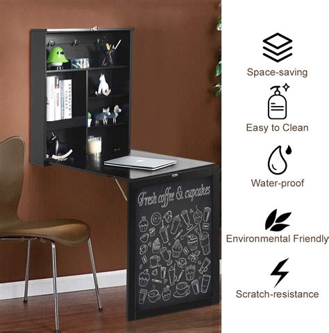 Tangkula Folding Wall Mounted Desk with Chalkboard India | Ubuy