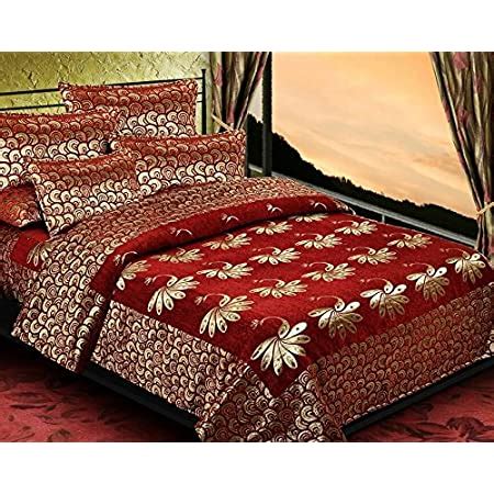 Spangle Homes 500 TC Velvet Chenille Weaved Double King Bedsheet with 2 ...