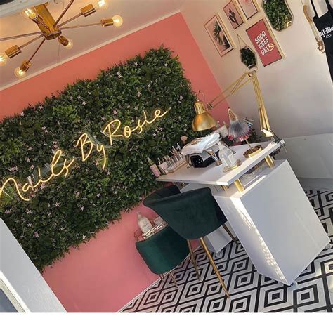Neon on Greenery: Inspiring Nail Salon Decor Ideas