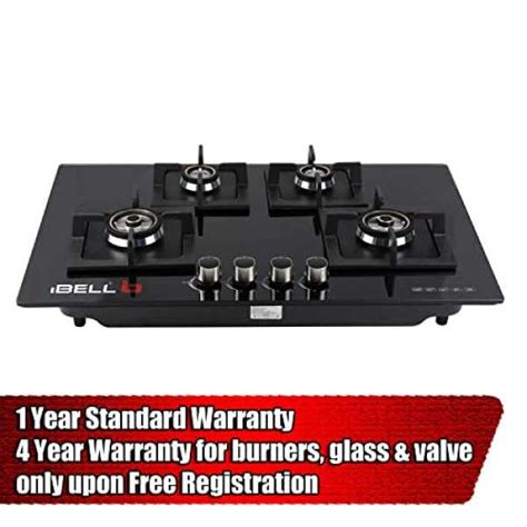 iBELL 590GH Gas Hob, 4 Burner, Toughened Glass Gas Stove with Auto ...