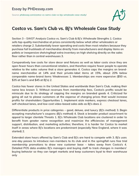 Costco Vs. Sam'S Club Vs. Bj'S Wholesale Analysis Example (400 Words ...
