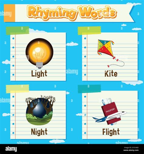 Light, kite, night, and flight rhyming words Stock Vector Image & Art ...