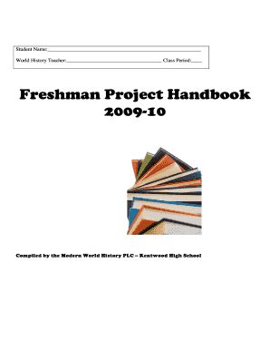 Fillable Online Freshman Project Handbook b2009b-10 - Kent School ...
