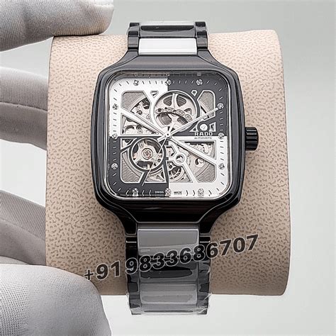 Rado True Square Black and White Open Heart Diamonds High Quality Swiss ...
