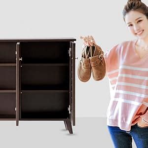 DeckUp Bei 3-Door Engineered Wood Shoe Rack with Wooden Legs (Dark ...