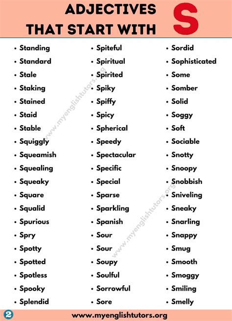 Adjectives Beginning With S