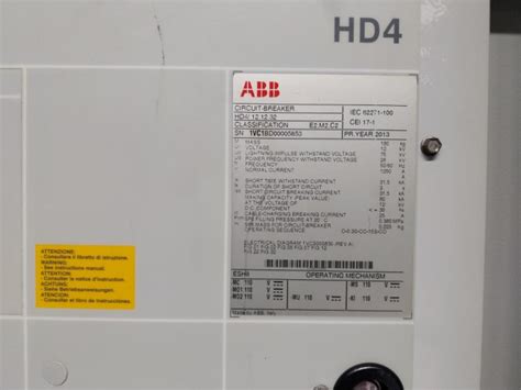 Abb Hd4/ 12.12.32 Mv Circuit Breaker Sf6 Medium Voltage Gas Insulation ...