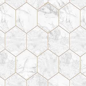 A WALLS DREAM Marble Hexagon Tiles 200cm * 45cm Slef Adhesive Wallpaper ...