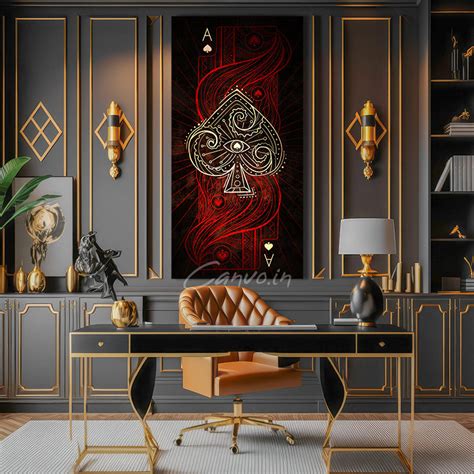Gold Ace of Spade | Playing Card | Printed Wall Painting | Framed ...