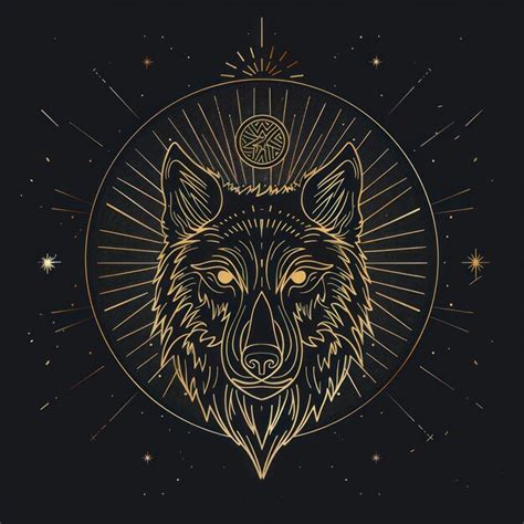 Surreal aesthetic wolf logo blackboard wildlife emblem | Premium AI ...
