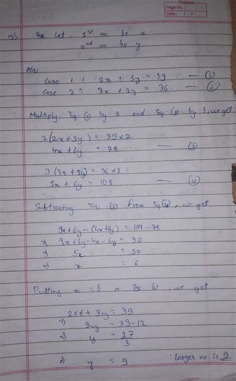 There are two numbers such that the sum of twice the first and thrice ...