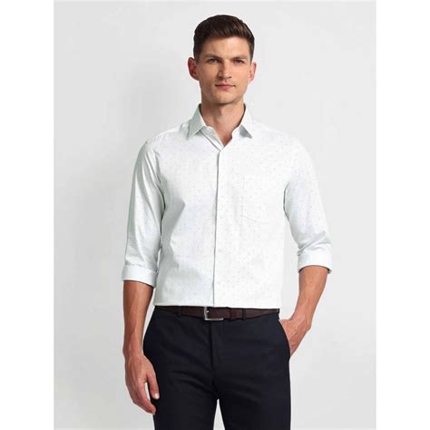 Buy Arrow White Cutaway Collar Manhattan Slim Polka Dots Shirt Online