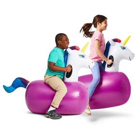 HearthSong Set of 2 Inflatable Ride-On Unicorns for Kids Active India ...
