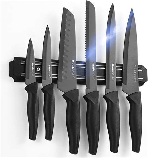 Amazon.com: Wanbasion 7 Piece Black Sharp Knife Set for Kitchen ...