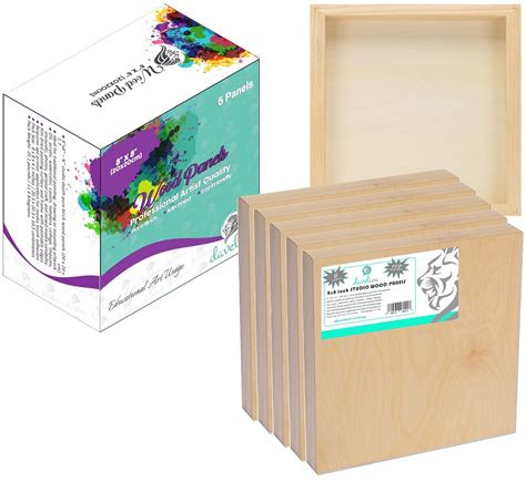 Daveliou Wooden Painting Board 8x8-6-Pack Birch Wood Boards for Crafts ...