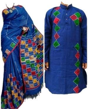 Buy ipsita Shantiniketan Style Khadi Cotton Woman Saree and Man Kurta ...