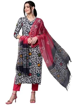 ANNI DESIGNER Women's Cotton Blend Printed Straight Kurta with Pant ...