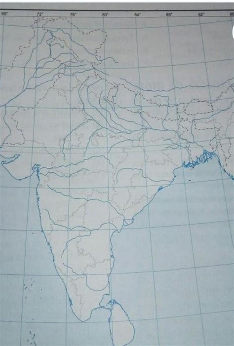 outline map of river Ganga, palk strait, Himalayas, Deccan plateau ...