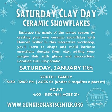 Saturday Clay Day | Ceramic Snowflakes | Youth + Family Class , 102 S ...