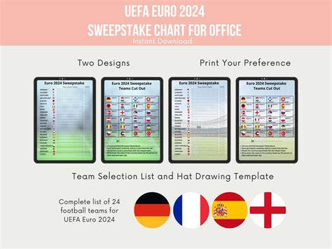 Buy UEFA Euro 2024 Sweepstake Chart for Office Team Selection List and ...