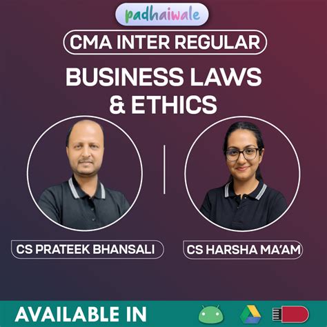 CMA Inter Law & Ethics Classes | Prateek Bhansali, Harsha | Regular ...