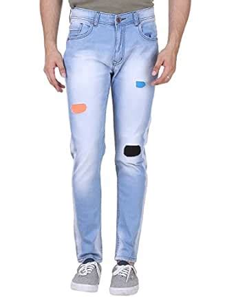 Realm Denim Jeans Pant for Men | Cotton Mildly Distressed Contrast ...