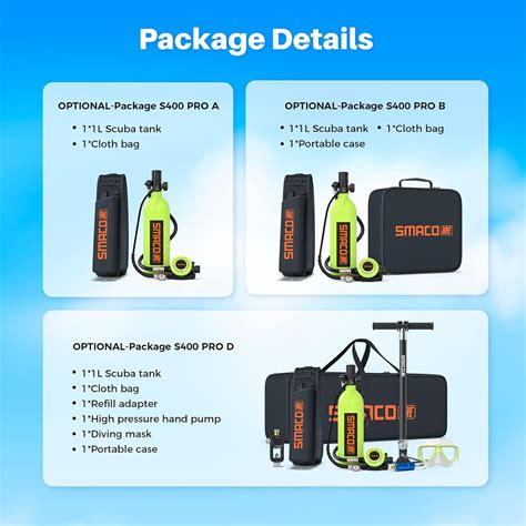 SMACO S400 Pro 1L Mini Scuba Tank for Diving - India | Ubuy