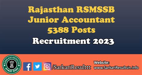 RSMSSB Junior Accountant Final Result 2024 Download Now