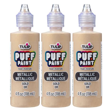 Tulip Puff Paint Metallic Gold, Multi-Surface Craft Paint, 4 fl. oz. 3 ...