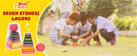 Desi Toys Lagori — Pitthu Game | Handcrafted Seven Colorful Wooden ...