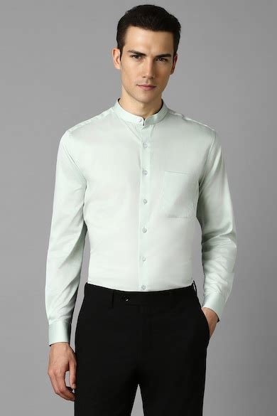 Buy Men Green Slim Fit Solid Full Sleeves Formal Shirt Online ...