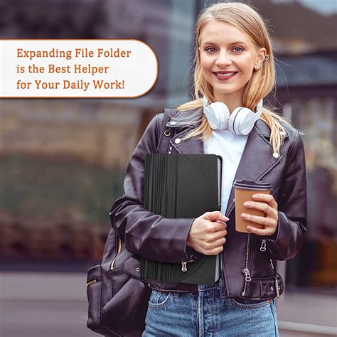 Buy Maustic 12 Pockets Expanding File Folder,Black Desktop Accordion ...