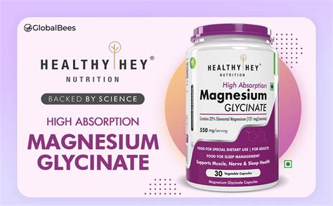 HealthyHey Nutrition Magnesium Glycinate High Absorption for Sleep ...