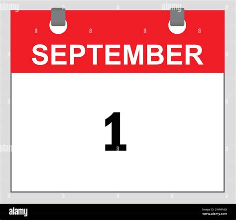 September first, Calendar icon Red and white, calender vector, date ...