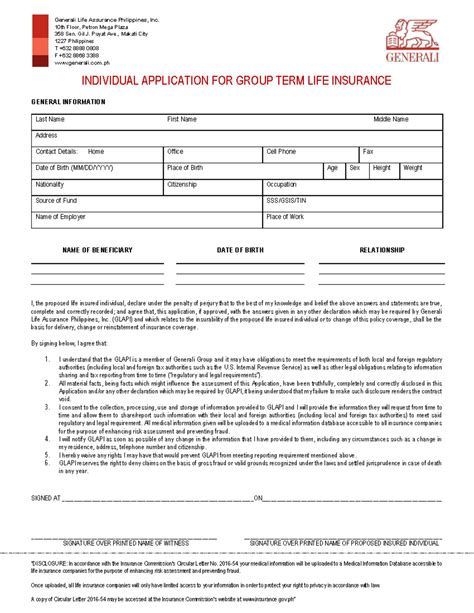 Sample Life Insurance Application Forms 的图像结果