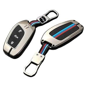 AUTODIFY™ Metal Alloy Car Key Cover & Soft Silicon Black Striped Case ...
