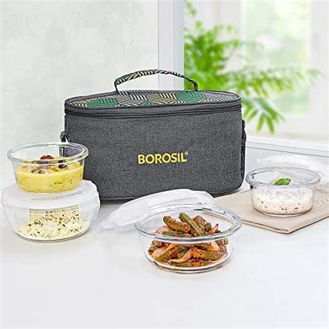 Buy Borosil Glass Lunch Box Set of 4, (2 pcs 320 ml + 2pcs 400 ml ...