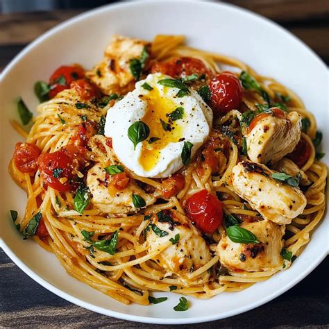 Creamy Chicken Spaghetti with Burrata Recipe – Mmm Foodie: Food That ...