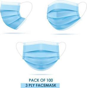 Wellstar 3 Ply Protective Face Mask with Nose Pin, BFE >98% & PFE >95% ...