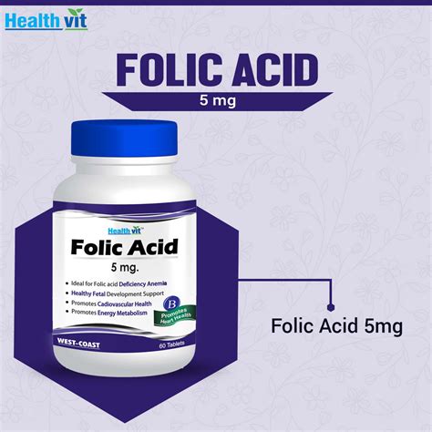 Buy Healthvit Folic Acid 5 mg, 60 Tablets | 19 Minutes Delivery ...